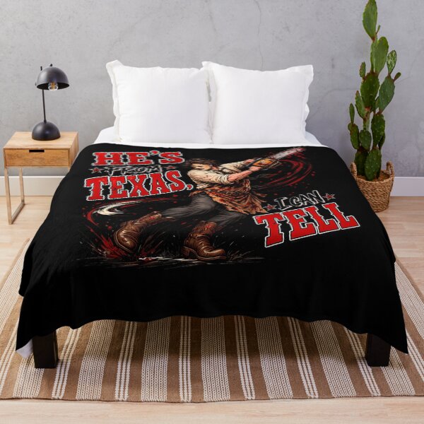 Item preview, Hes From Texas I Can Tell Chainsaw Horror Halloween Graphic designed and sold by Tomtomatos.