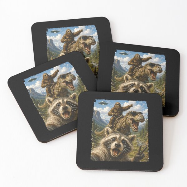 Item preview, Bigfoot Raccoon Selfie T Rex UFO Adventure designed and sold by khdmalakarak.