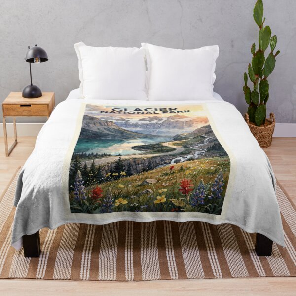 Item preview, Glacier National Park Montana Vintage Watercolor Travel designed and sold by Teelogic.