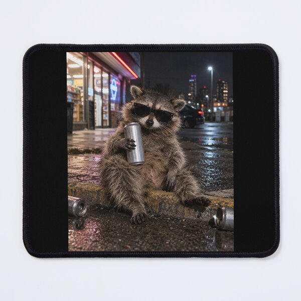 Item preview, Funny Exhausted Raccoon Energy Drink Neon Night Humor designed and sold by AmiGraph.