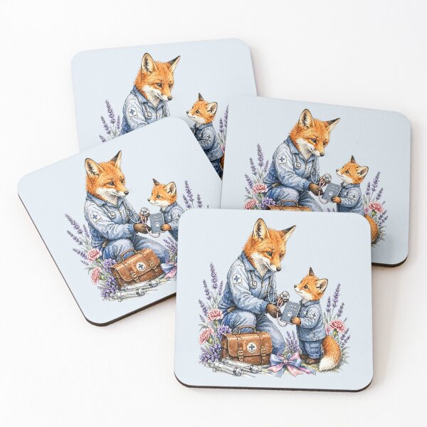 Item preview, Doctor Mother Fox Teaching Her Kitten designed and sold by the artedivino.