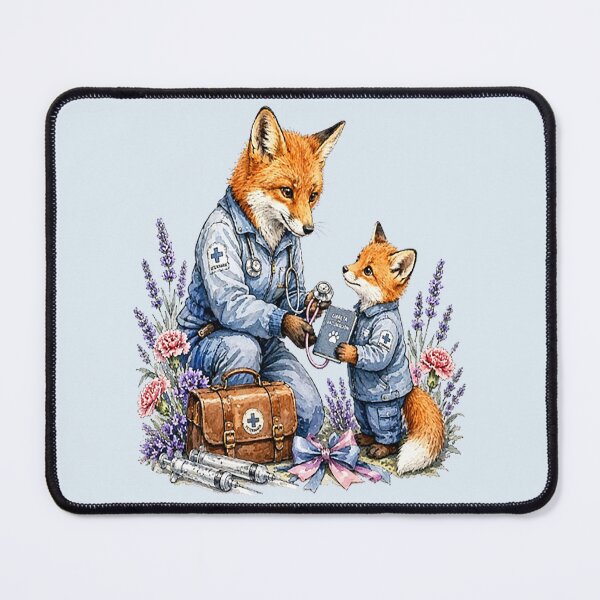 Item preview, Doctor Mother Fox Teaching Her Kitten designed and sold by the artedivino.