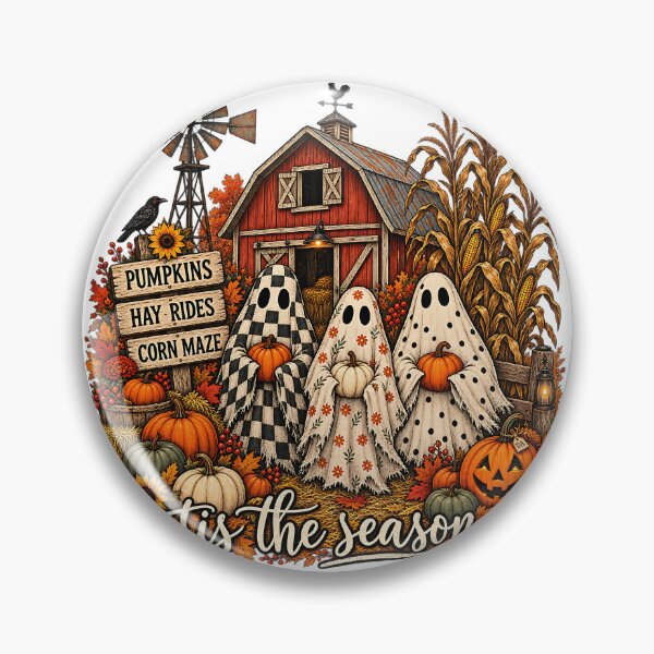 Item preview, Tis The Season Patterned Ghosts Autumn Farm Pumpkin Patch Art designed and sold by DesignArtist.ia.