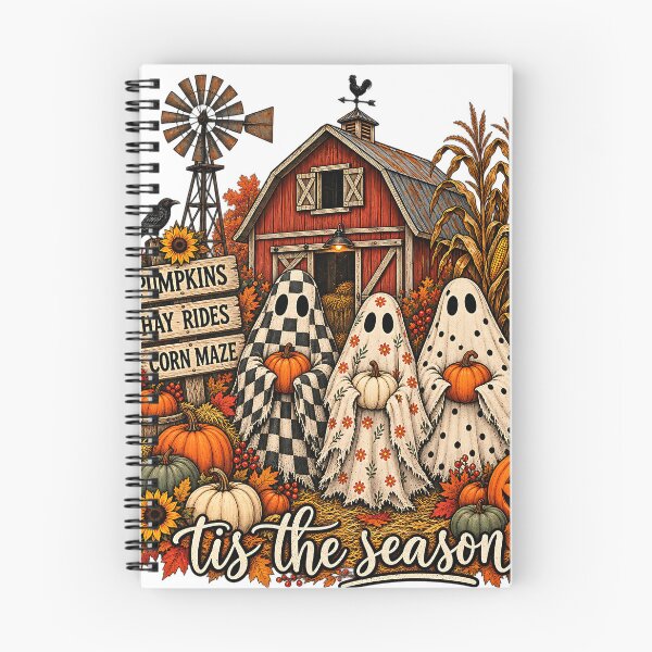 Item preview, Tis The Season Patterned Ghosts Autumn Farm Pumpkin Patch Art designed and sold by DesignArtist.ia.