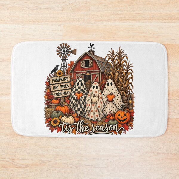 Item preview, Tis The Season Patterned Ghosts Autumn Farm Pumpkin Patch Art designed and sold by DesignArtist.ia.