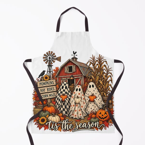 Item preview, Tis The Season Patterned Ghosts Autumn Farm Pumpkin Patch Art designed and sold by DesignArtist.ia.