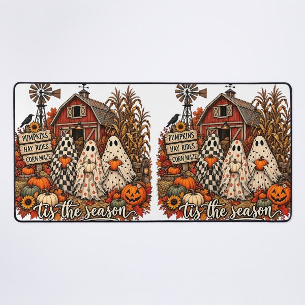 Item preview, Tis The Season Patterned Ghosts Autumn Farm Pumpkin Patch Art designed and sold by DesignArtist.ia.
