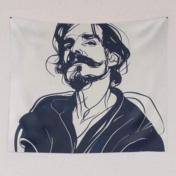 Item preview, Diego Velázquez, portrait - Blue Abstract Art designed and sold by shadow-bloom.