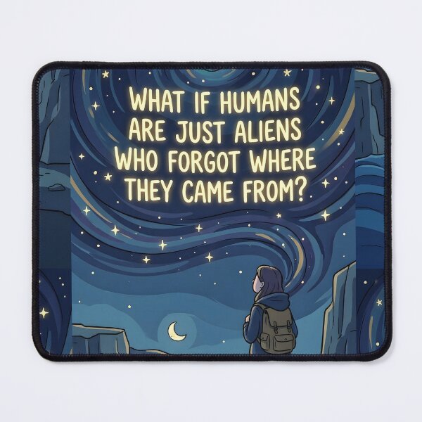 Item preview, What If Humans Are Just Aliens Quote Canvas Print | Cosmic Starry Night Wall Art | Philosophical Space Sci-Fi Poster | Celestial Ocean Cliff Decor designed and sold by SergioMiklos.
