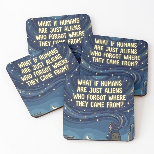 Item preview, What If Humans Are Just Aliens Quote Canvas Print | Cosmic Starry Night Wall Art | Philosophical Space Sci-Fi Poster | Celestial Ocean Cliff Decor designed and sold by SergioMiklos.