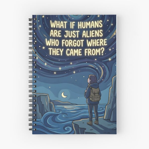 Item preview, What If Humans Are Just Aliens Quote Canvas Print | Cosmic Starry Night Wall Art | Philosophical Space Sci-Fi Poster | Celestial Ocean Cliff Decor designed and sold by SergioMiklos.