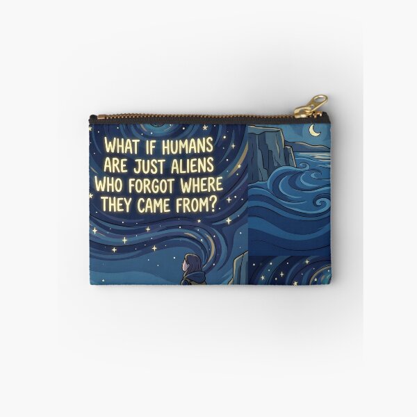 Item preview, What If Humans Are Just Aliens Quote Canvas Print | Cosmic Starry Night Wall Art | Philosophical Space Sci-Fi Poster | Celestial Ocean Cliff Decor designed and sold by SergioMiklos.