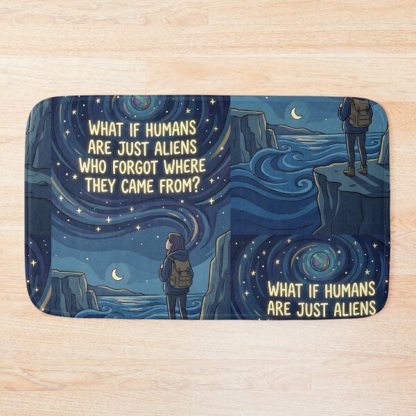 Item preview, What If Humans Are Just Aliens Quote Canvas Print | Cosmic Starry Night Wall Art | Philosophical Space Sci-Fi Poster | Celestial Ocean Cliff Decor designed and sold by SergioMiklos.
