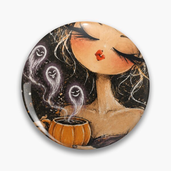 Item preview, Tea With My Ghosts – Whimsical Witch and Ghost Halloween Art designed and sold by byMosia.
