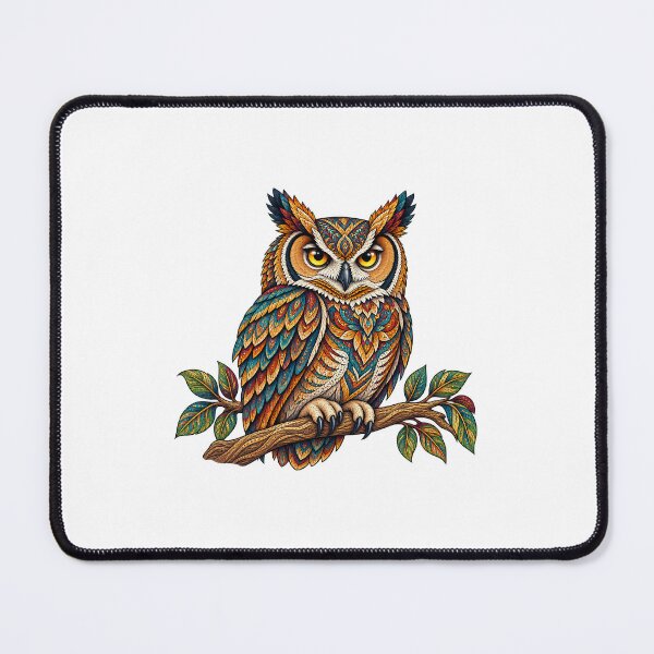 Item preview, Colorful Bohemian Great Horned Owl – Ornamental Owl Art designed and sold by PeanutGalSean.