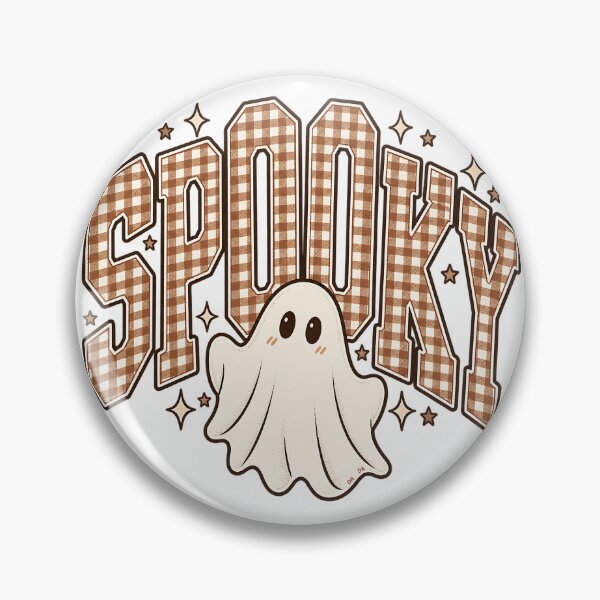Item preview, Brown Plaid Gingham Spooky Varsity Ghost Halloween Art designed and sold by DesignArtist.ia.