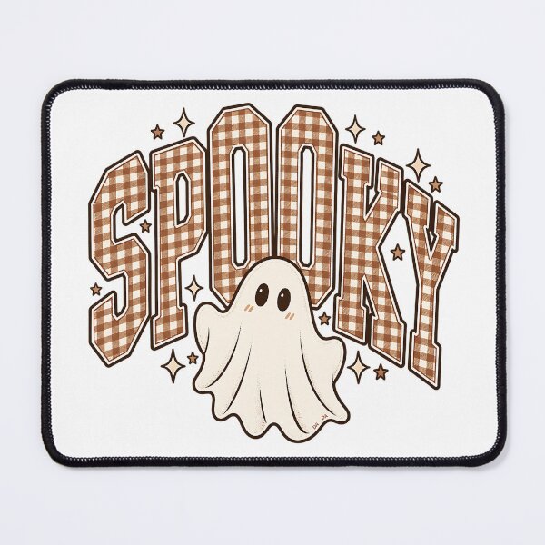 Item preview, Brown Plaid Gingham Spooky Varsity Ghost Halloween Art designed and sold by DesignArtist.ia.