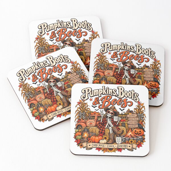 Item preview, Pumpkins Boots & Boos – Western Skeleton Cowgirl Halloween designed and sold by RaspberryParty.