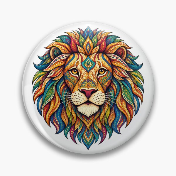 Item preview, Colorful Bohemian Lion – Ornamental Lion Art designed and sold by PeanutGalSean.