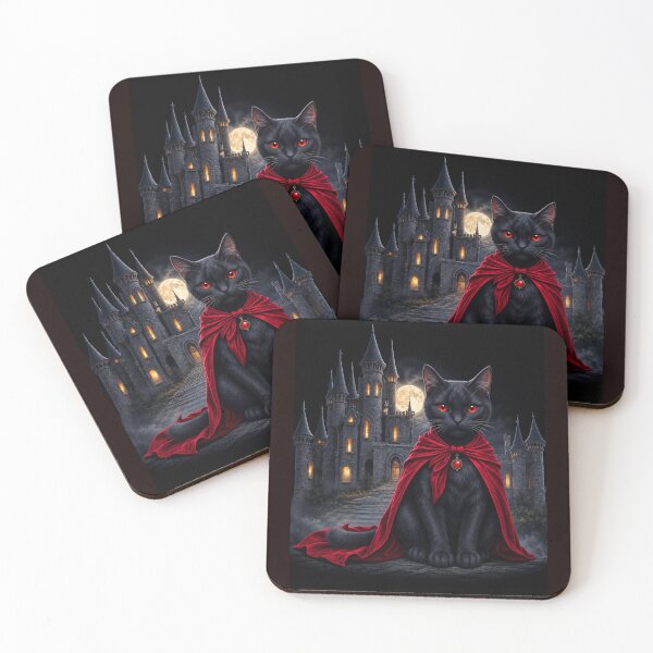 Item preview, Vampire Black Cat with Red Cape – Gothic Castle Halloween designed and sold by Shiwwa.