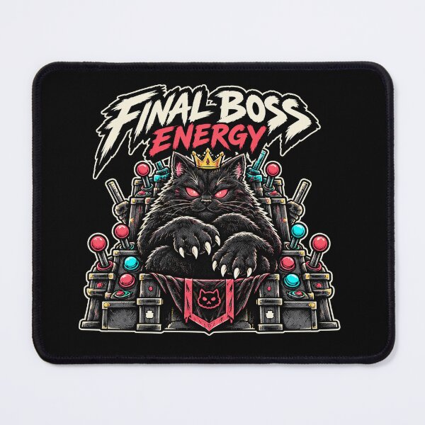 Item preview, Final Boss Energy - Black Gamer Cat designed and sold by AcruxUltra.