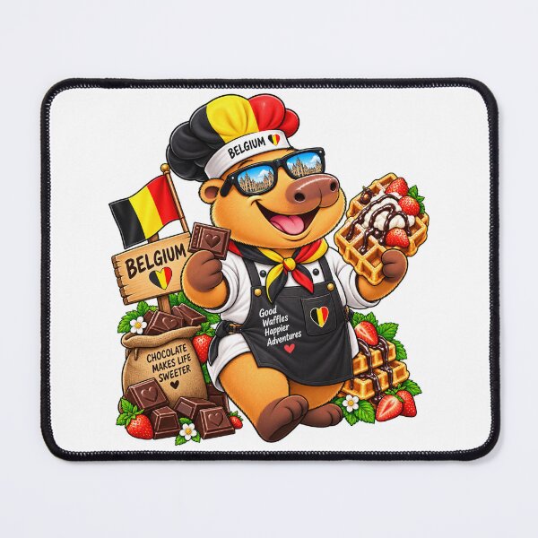 Item preview, Cute Belgium Capybara – Belgian Waffle & Chocolate Adventure designed and sold by CapybaraTravels.
