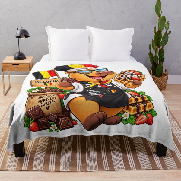 Item preview, Cute Belgium Capybara – Belgian Waffle & Chocolate Adventure designed and sold by CapybaraTravels.