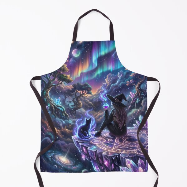 Item preview, Cosmic Witch & Magical Black Cat in a Crystal Galaxy designed and sold by PurrfectHome.