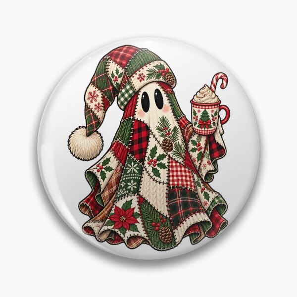 Item preview, Patchwork Quilt Christmas Ghost Hot Cocoa Holiday Art designed and sold by DesignArtist.ia.