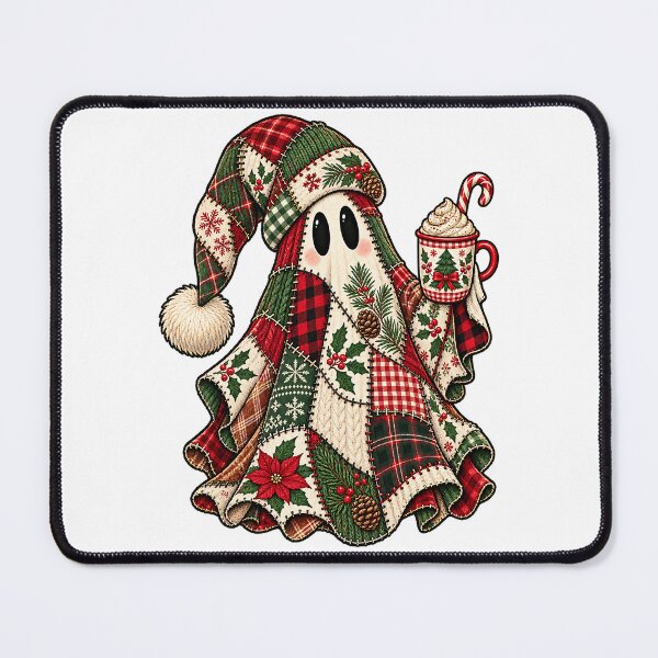 Item preview, Patchwork Quilt Christmas Ghost Hot Cocoa Holiday Art designed and sold by DesignArtist.ia.