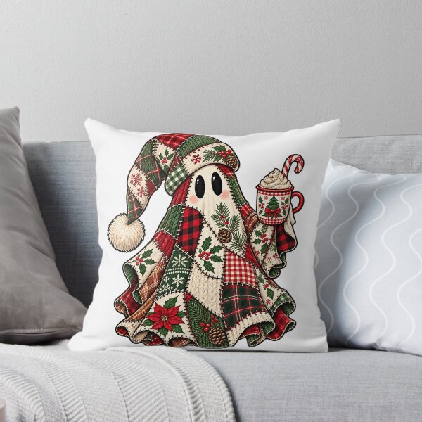 Item preview, Patchwork Quilt Christmas Ghost Hot Cocoa Holiday Art designed and sold by DesignArtist.ia.