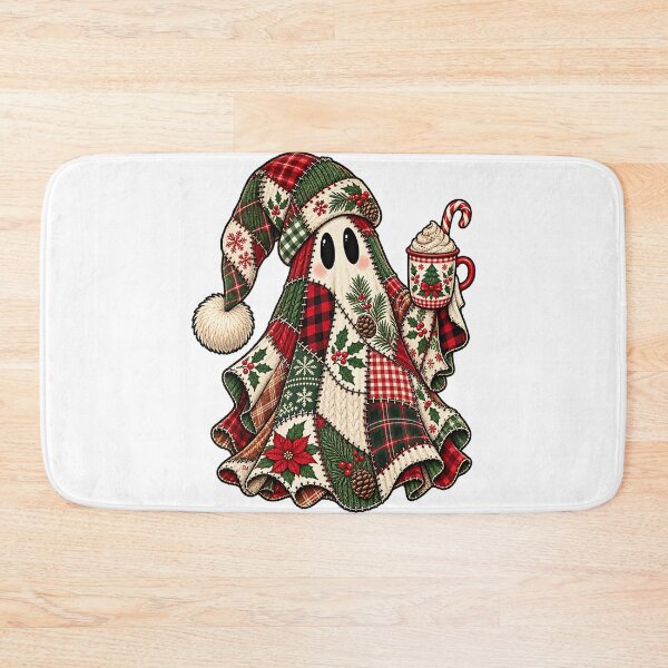 Item preview, Patchwork Quilt Christmas Ghost Hot Cocoa Holiday Art designed and sold by DesignArtist.ia.