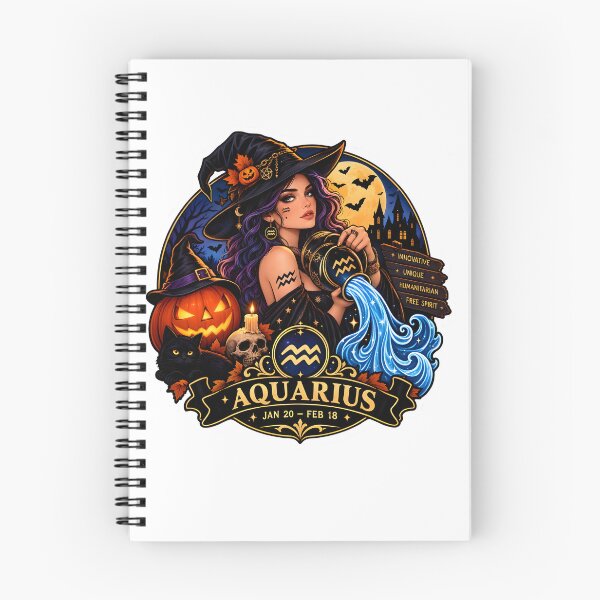 Item preview, Aquarius Halloween Witch Badge Design designed and sold by Zodiac Celestial Art.