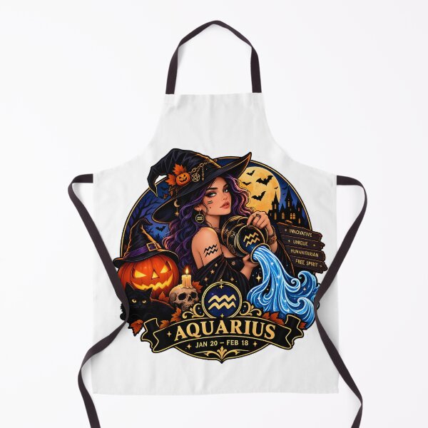 Item preview, Aquarius Halloween Witch Badge Design designed and sold by Zodiac Celestial Art.