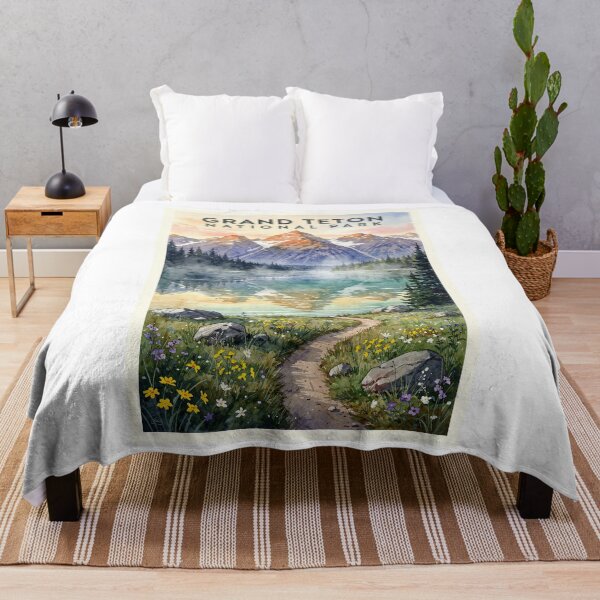 Item preview, Grand Teton National Park Wyoming Vintage Watercolor Travel designed and sold by Teelogic.
