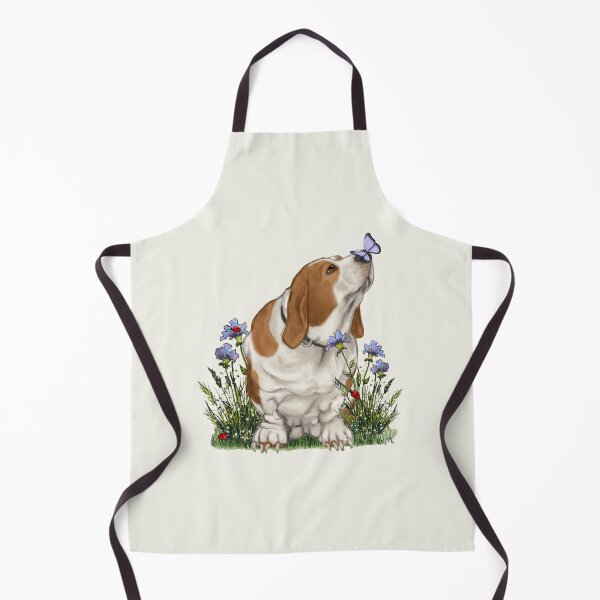 Item preview, Basset Hound Dog with BUTTERFLY on NOSE, Purple Wildflowers designed and sold by JoyfulWhimsy.