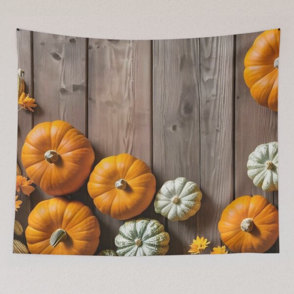 Item preview, Rustic Autumn Pumpkins Harvest on Wooden Board — Fall Thanksgiving Flatlay designed and sold by LYAN-STORE.