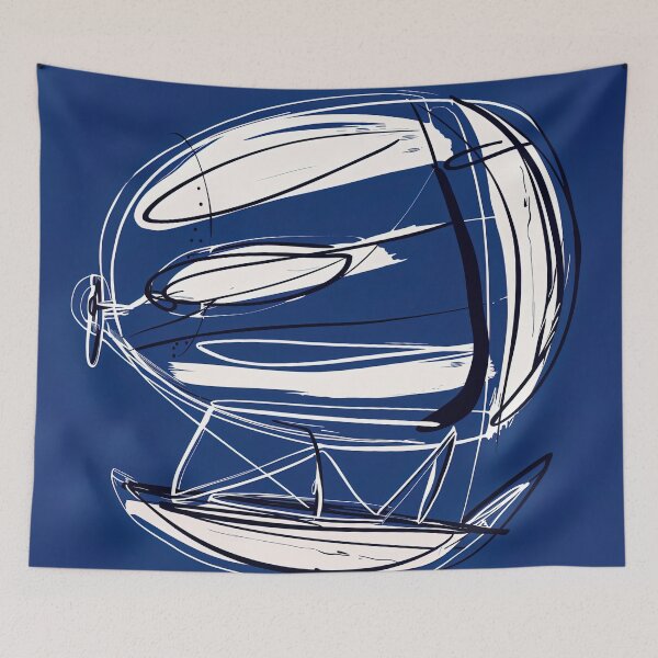 Item preview, Dirigible balloon - Blue Abstract Art designed and sold by shadow-bloom.