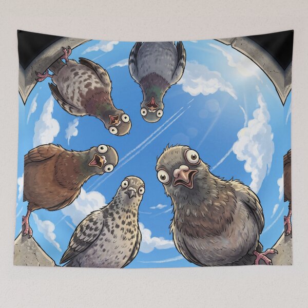 Item preview, Funny Pigeons Looking Down Fisheye View designed and sold by AnnArtshock.