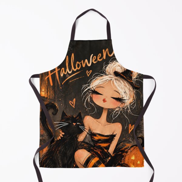 Item preview, Halloween Witch and Black Cat – Whimsical Spooky Season Art designed and sold by byMosia.