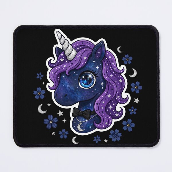 Item preview, Midnight Galaxy Unicorn | Cute Dark Celestial Unicorn With Moon designed and sold by HealingEraInk.