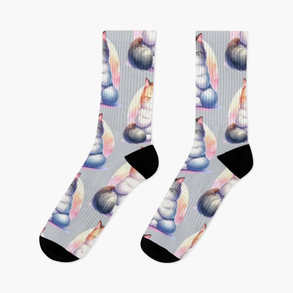 Item preview, Relaxed yoga cat in watercolors designed and sold by LiskoDesign.