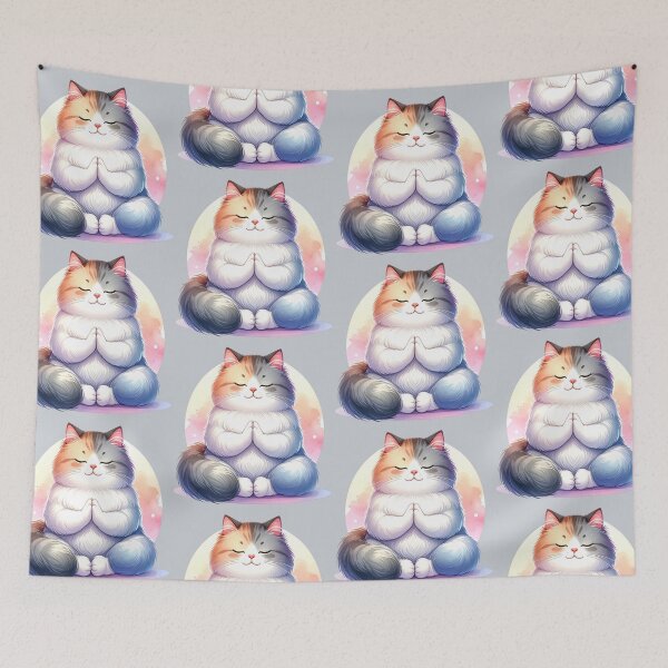 Item preview, Relaxed yoga cat in watercolors designed and sold by LiskoDesign.