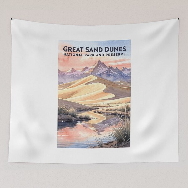 Item preview, Great Sand Dunes National Park and Preserve Colorado Vintage Watercolor Travel designed and sold by Teelogic.