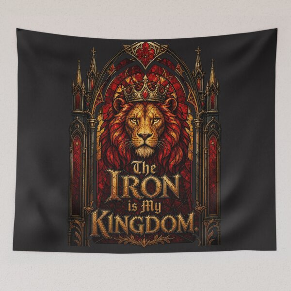 Item preview, The Iron Is My Kingdom Crowned Lion Stained Glass Design designed and sold by Bennie Singh.