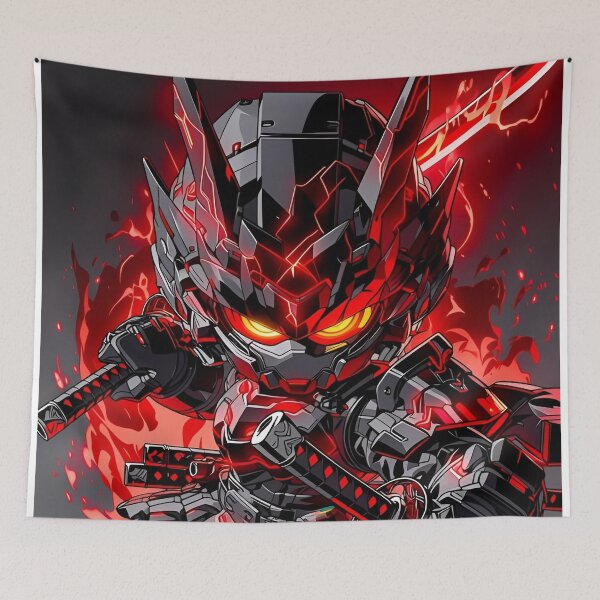 Item preview, Cyber Samurai Mecha Warrior – Red Neon Anime Robot Armor designed and sold by Dyan4.