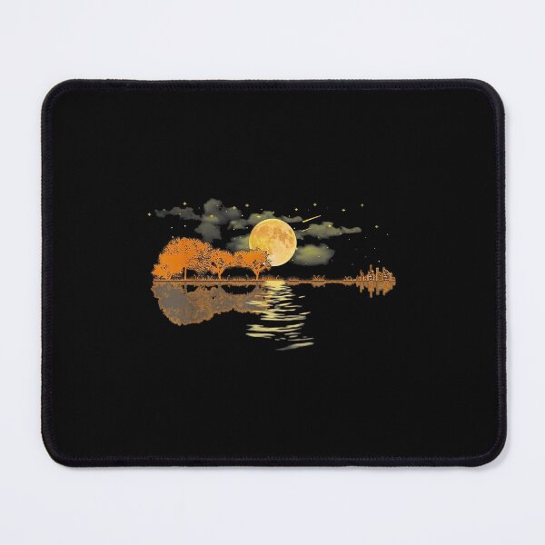 Item preview, Moonlit Guitar Lake Reflections Night Landscape Nature Lover designed and sold by nryum.