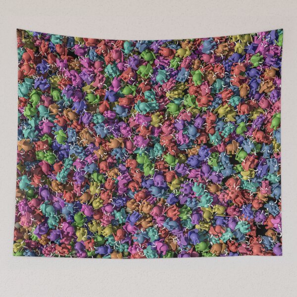 Item preview, Crowd of multicolored 3D elephants plastic toy pattern designed and sold by Keltoi-art.