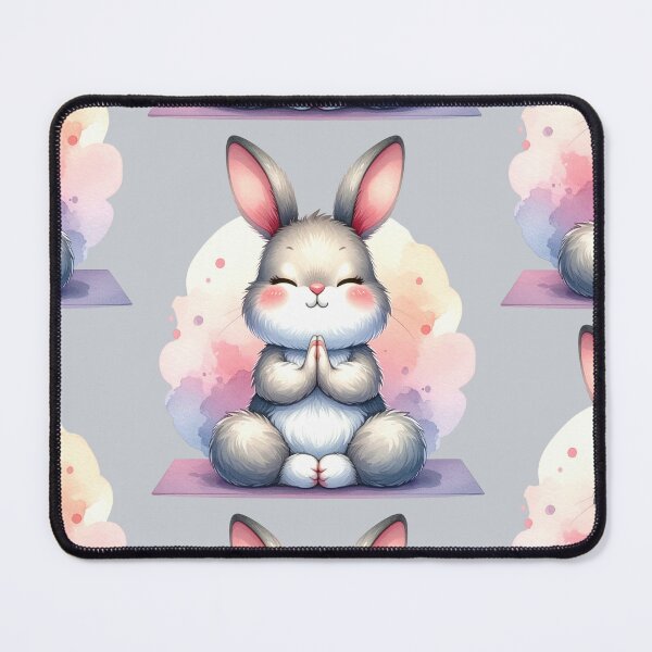Item preview, Relaxed grey yoga rabbit in watercolors designed and sold by LiskoDesign.