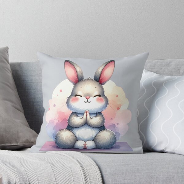 Item preview, Relaxed grey yoga rabbit in watercolors designed and sold by LiskoDesign.